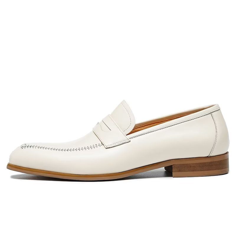 Férfi Formális Cipők Dombornyomott Elegance Slip-on Négyzetes Orrú Ruhacipő - Fehér