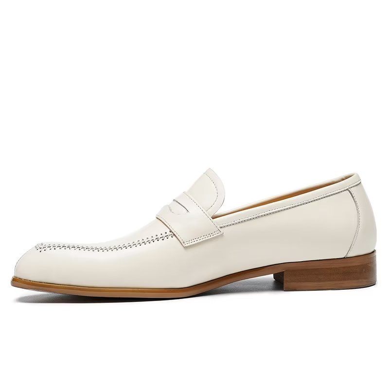 Férfi Formális Cipők Dombornyomott Elegance Slip-on Négyzetes Orrú Ruhacipő - Fehér