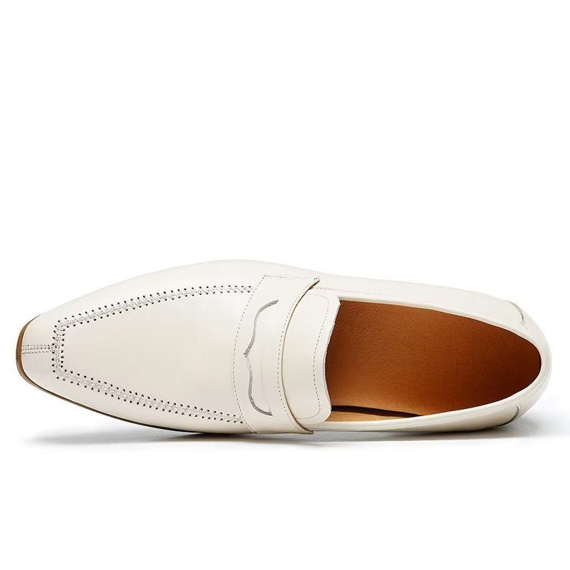 Férfi Formális Cipők Dombornyomott Elegance Slip-on Négyzetes Orrú Ruhacipő - Fehér