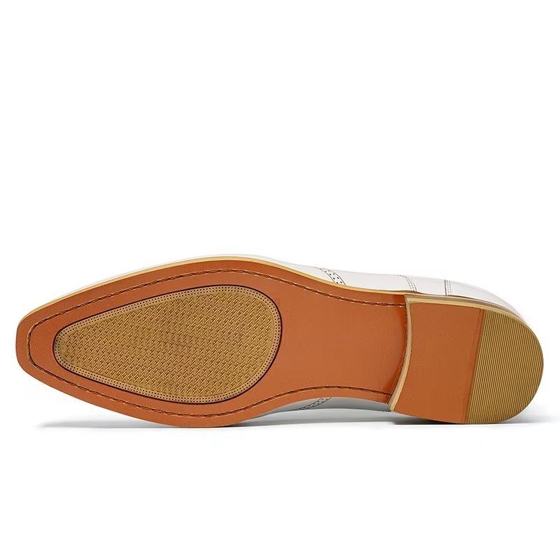 Férfi Formális Cipők Dombornyomott Elegance Slip-on Négyzetes Orrú Ruhacipő - Fehér