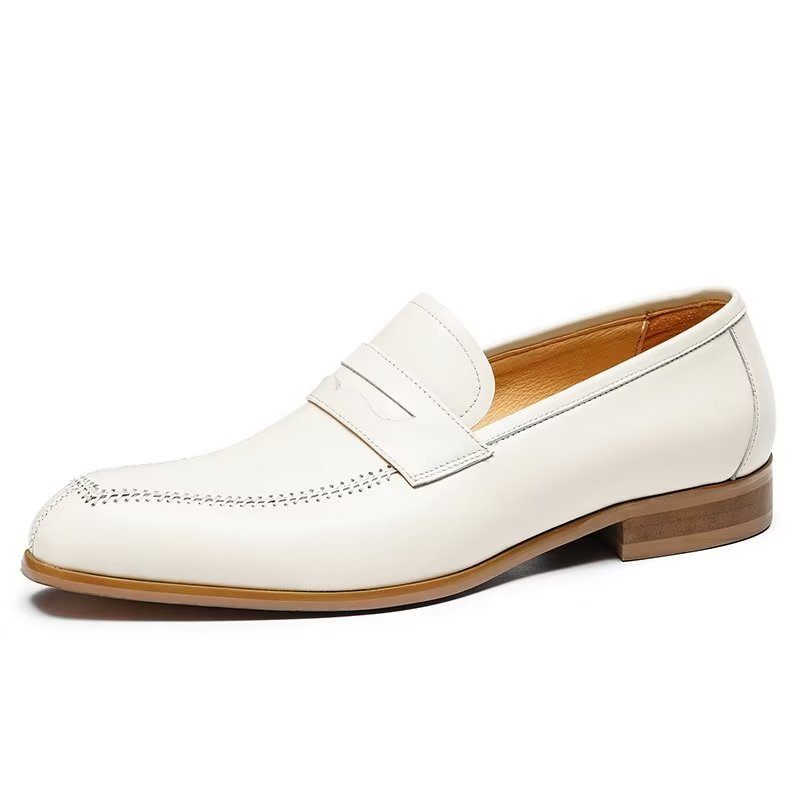 Férfi Formális Cipők Dombornyomott Elegance Slip-on Négyzetes Orrú Ruhacipő - Fehér