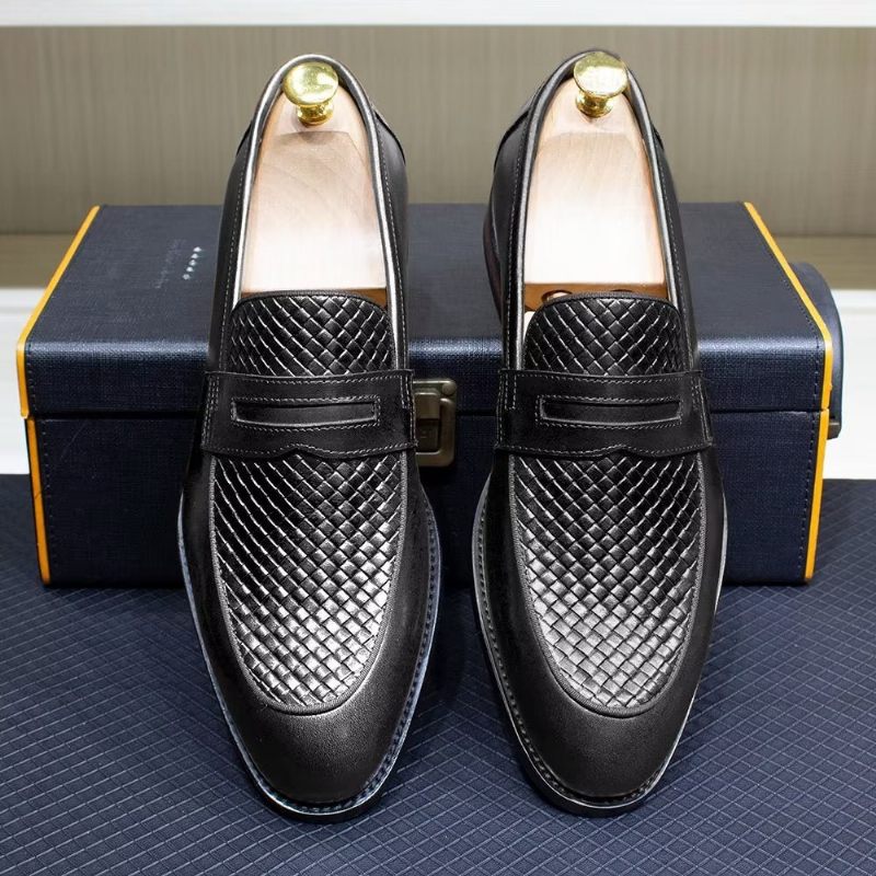 Férfi Formális Cipők Elegáns Klasszikus Bőr Brogue Slip-ons - Fekete