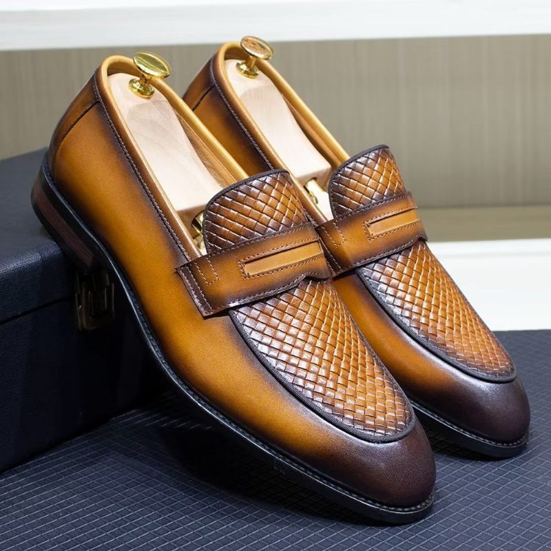 Férfi Formális Cipők Elegáns Klasszikus Bőr Brogue Slip-ons - Barna