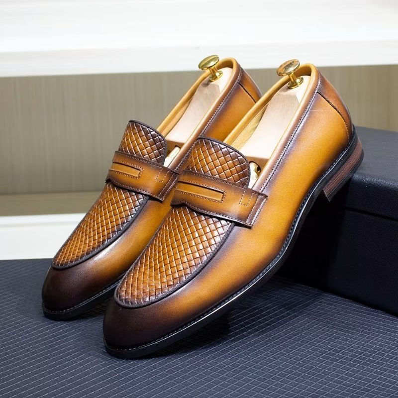 Férfi Formális Cipők Elegáns Klasszikus Bőr Brogue Slip-ons - Barna