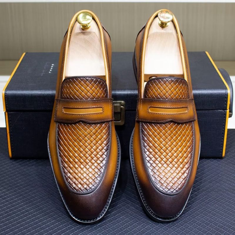 Férfi Formális Cipők Elegáns Klasszikus Bőr Brogue Slip-ons - Barna