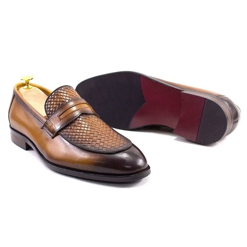 Férfi Formális Cipők Elegáns Klasszikus Bőr Brogue Slip-ons - Barna