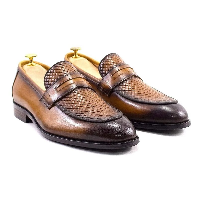 Férfi Formális Cipők Elegáns Klasszikus Bőr Brogue Slip-ons - Barna