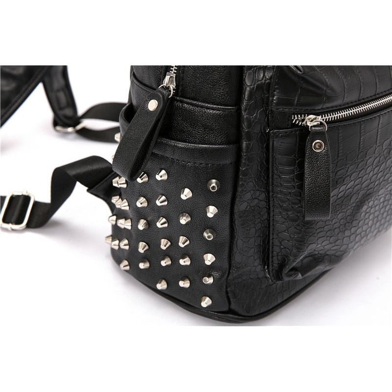 Férfi Hátizsákok Zipper Rivets Chic Handle Hátizsák - Fekete