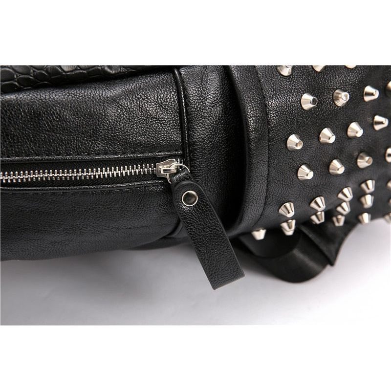 Férfi Hátizsákok Zipper Rivets Chic Handle Hátizsák - Fekete