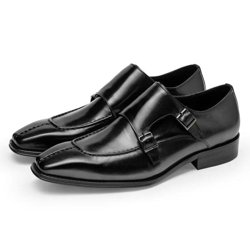 Férfi Hivatalos Cipő Monkstrap Elegáns Tehénbőr Ruhacipő - Fekete