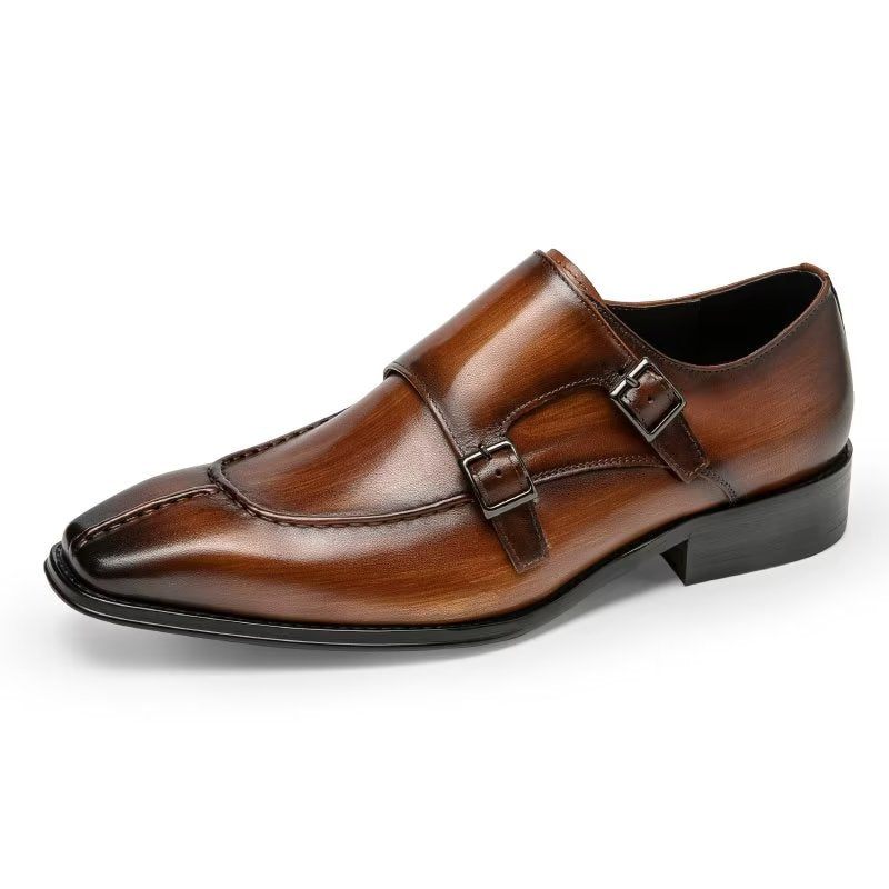 Férfi Hivatalos Cipő Monkstrap Elegáns Tehénbőr Ruhacipő - Kávé