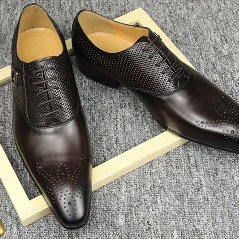 Férfi Hivatalos Cipő Valódi Bőr Elegáns Esküvői Brogue - Kávé