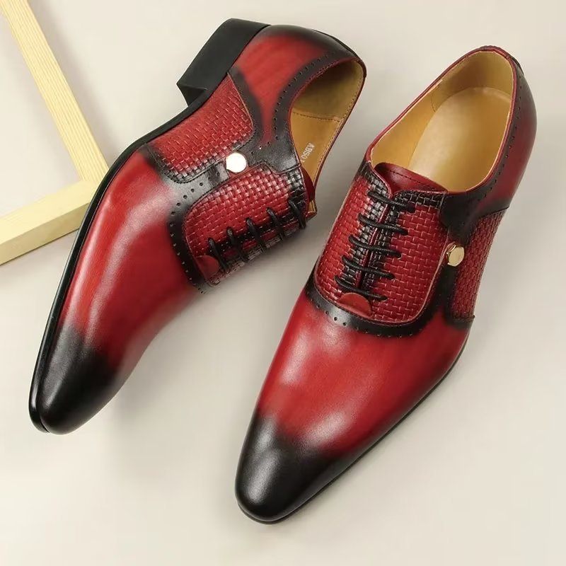 Férfi Hivatalos Cipő Valódi Bőr Elegáns Esküvői Brogues - Piros