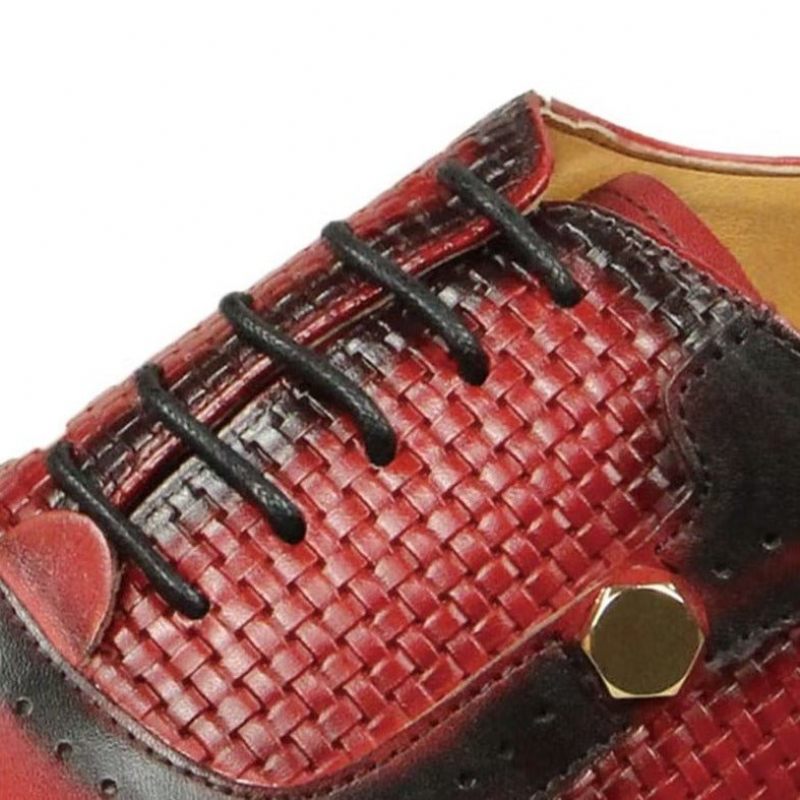 Férfi Hivatalos Cipő Valódi Bőr Elegáns Esküvői Brogues - Piros