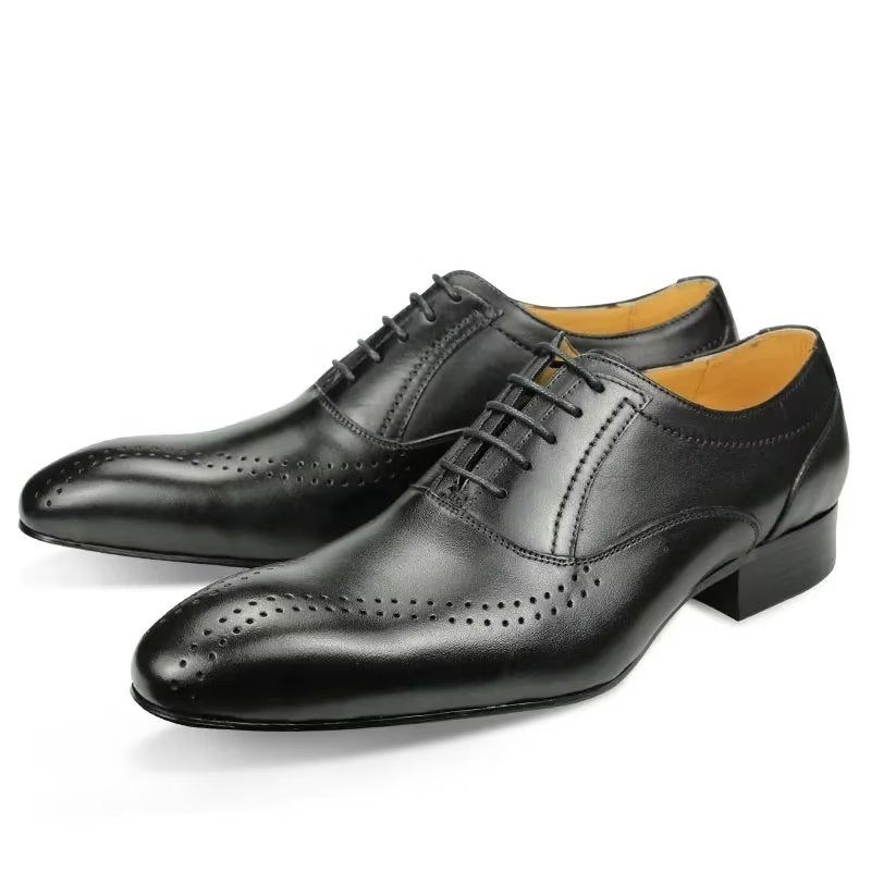 Férfi Hivatalos Cipő Valódi Bőr Elegáns Esküvői Brogues - Fekete