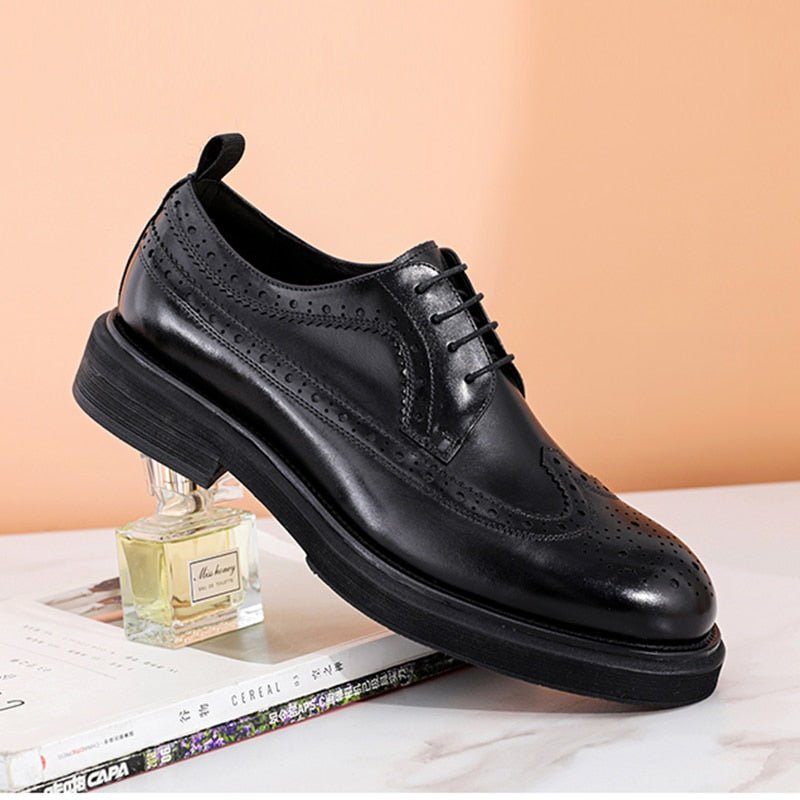 Férfi Hivatalos Cipő Valódi Bőr Fűzős Brogues - Fekete