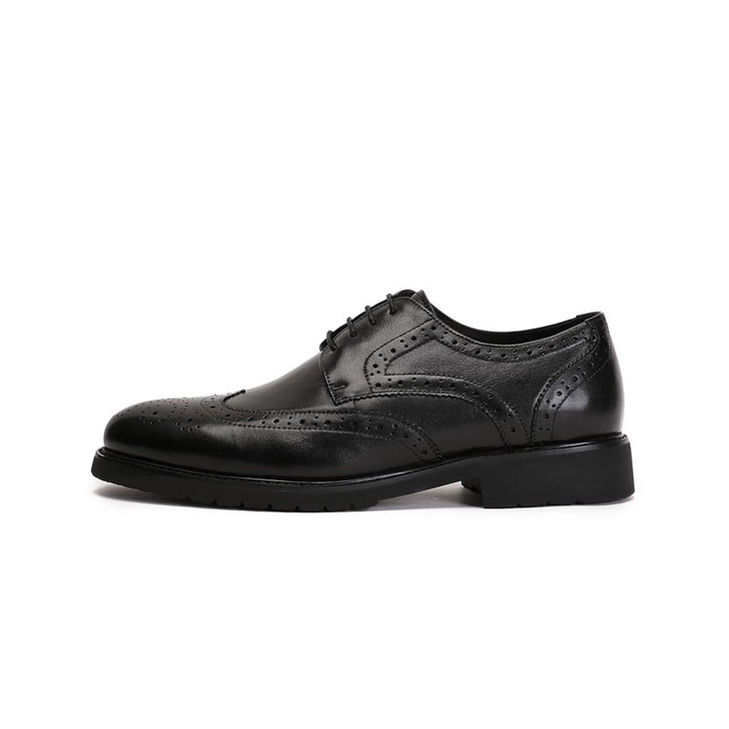 Férfi Hivatalos Cipő Wingtip Luxus Egzotikus Hegyes Orrú Oxford Brogues - Fekete