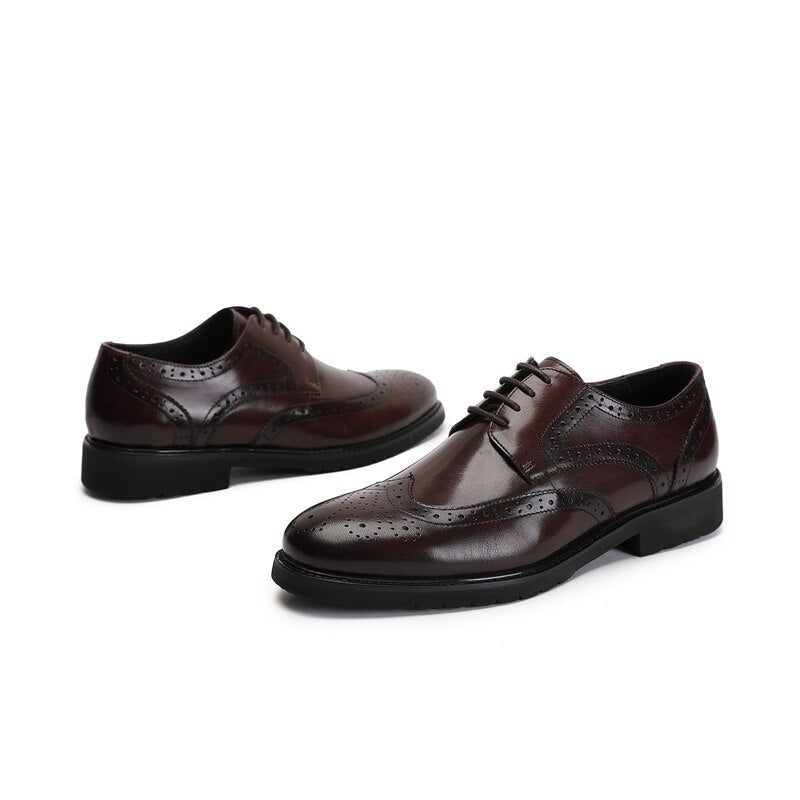 Férfi Hivatalos Cipő Wingtip Luxus Egzotikus Hegyes Orrú Oxford Brogues - Kávé