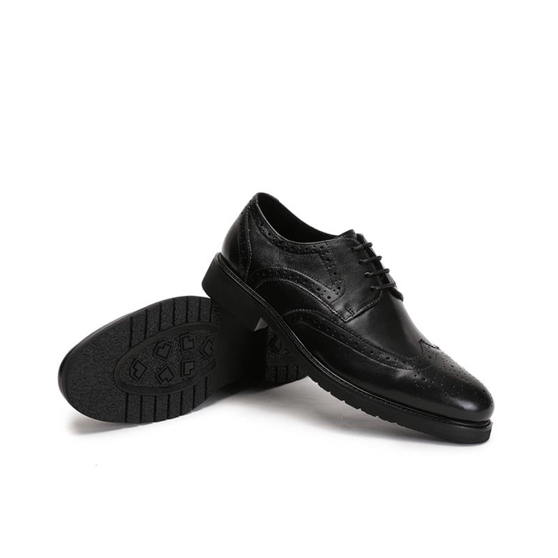 Férfi Hivatalos Cipő Wingtip Luxus Egzotikus Hegyes Orrú Oxford Brogues - Fekete