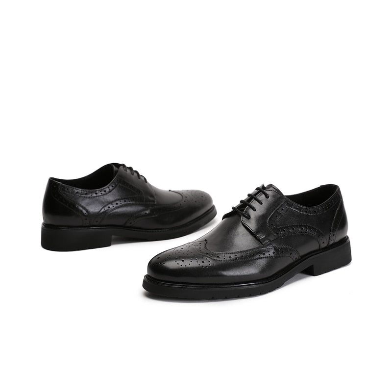 Férfi Hivatalos Cipő Wingtip Luxus Egzotikus Hegyes Orrú Oxford Brogues - Fekete