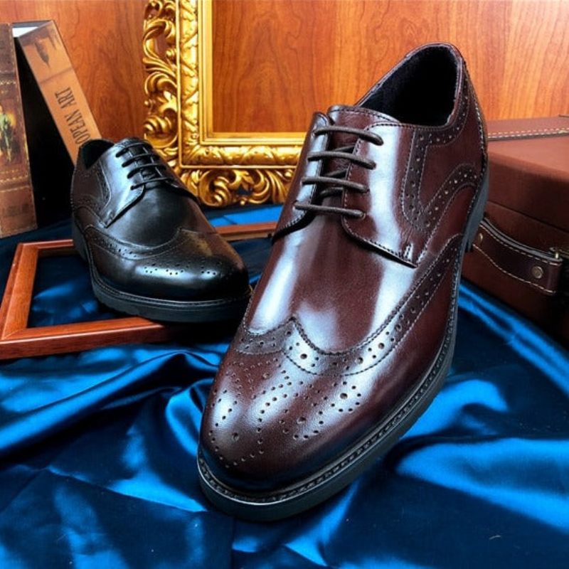 Férfi Hivatalos Cipő Wingtip Luxus Egzotikus Hegyes Orrú Oxford Brogues - Fekete