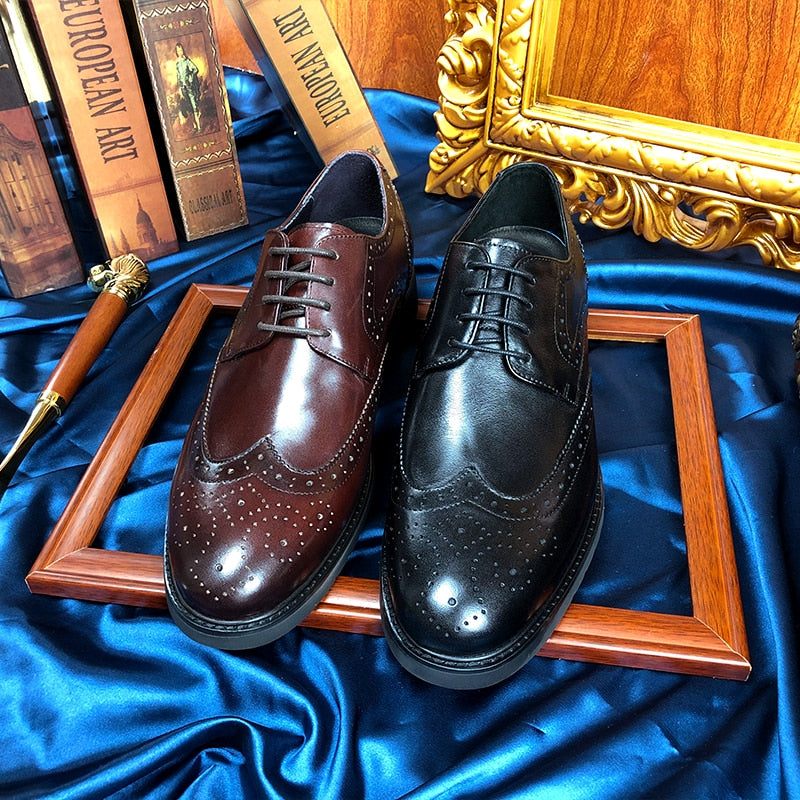 Férfi Hivatalos Cipő Wingtip Luxus Egzotikus Hegyes Orrú Oxford Brogues - Kávé