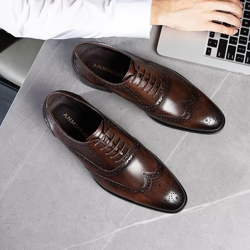 Férfi Hivatalos Cipők Bőr Fűzős Brogues - Kávé