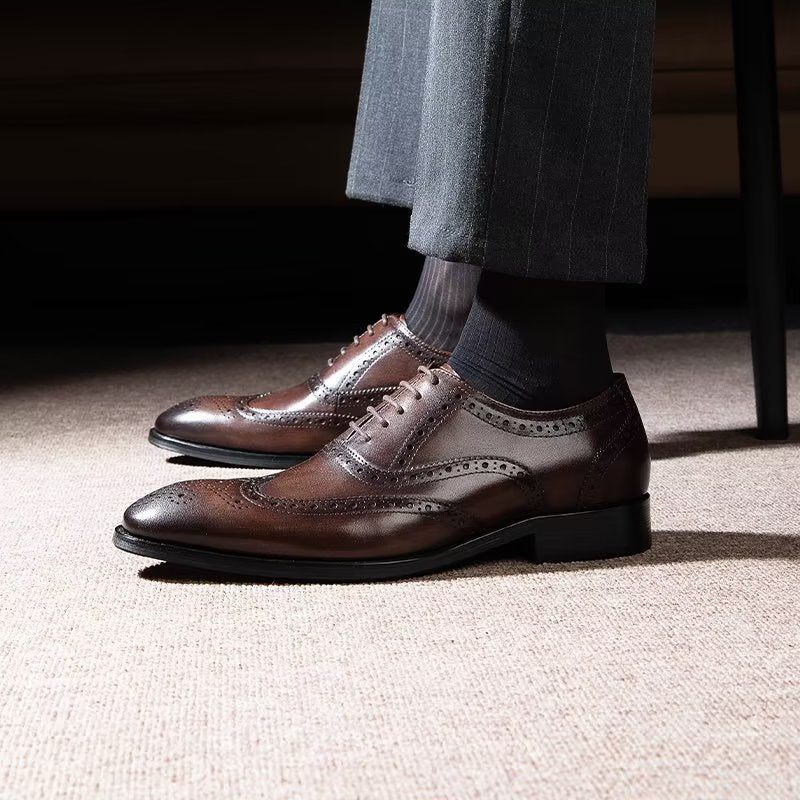 Férfi Hivatalos Cipők Bőr Fűzős Brogues - Kávé