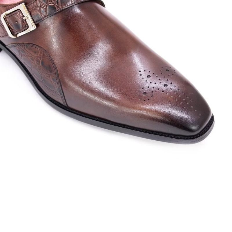 Férfi Hivatalos Cipők Croc-dombornyomású Monkstraps Ruhacipők - Kávé