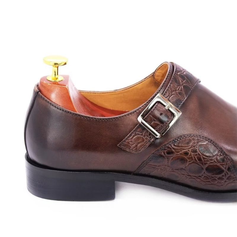 Férfi Hivatalos Cipők Croc-dombornyomású Monkstraps Ruhacipők - Kávé