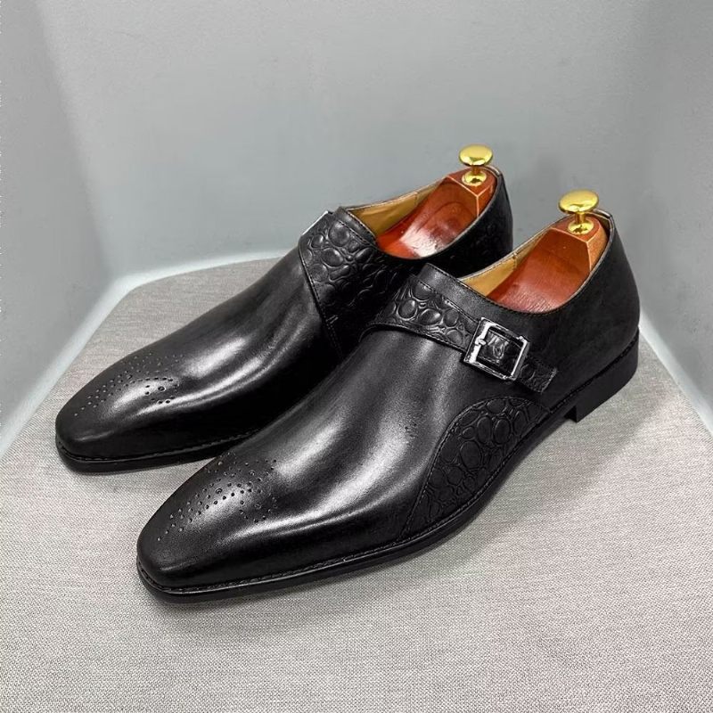 Férfi Hivatalos Cipők Croc-dombornyomású Monkstraps Ruhacipők - Fekete