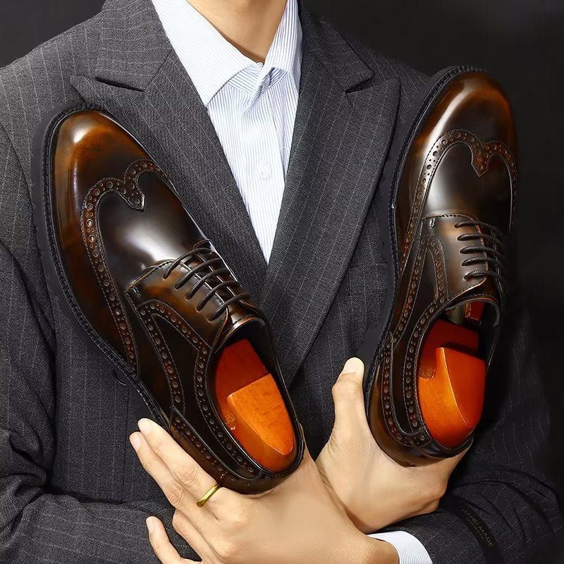 Férfi Hivatalos Cipők Dombornyomott Elegance Brogue Ruhacipő - Kávé