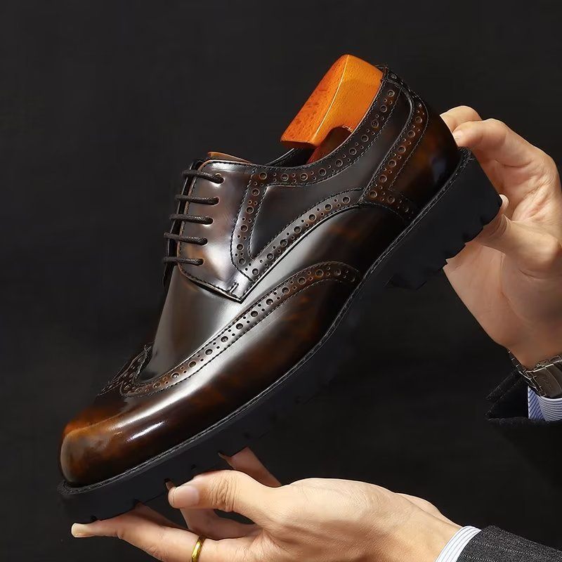 Férfi Hivatalos Cipők Dombornyomott Elegance Brogue Ruhacipő - Kávé