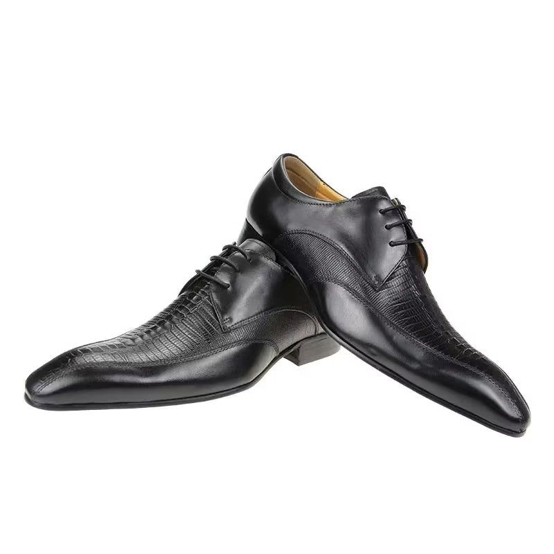 Férfi Hivatalos Cipők Elegáns Krokodilbőr Luxus Brogue Oxford - Fekete