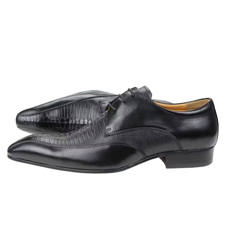 Férfi Hivatalos Cipők Elegáns Krokodilbőr Luxus Brogue Oxford - Fekete