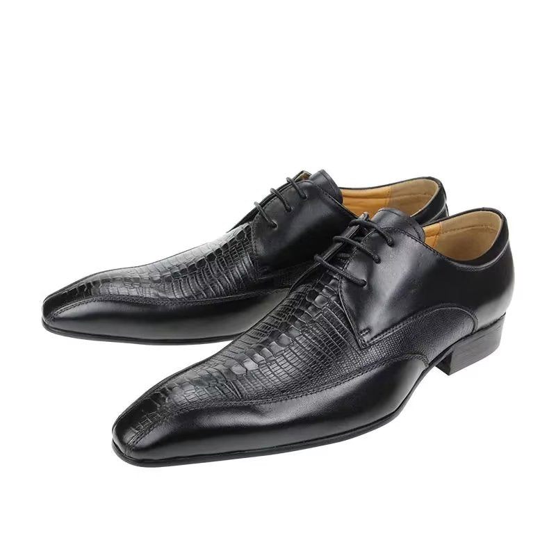 Férfi Hivatalos Cipők Elegáns Krokodilbőr Luxus Brogue Oxford - Fekete