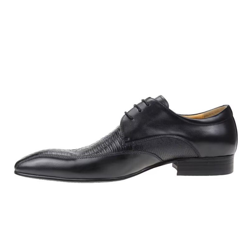 Férfi Hivatalos Cipők Elegáns Krokodilbőr Luxus Brogue Oxford - Fekete