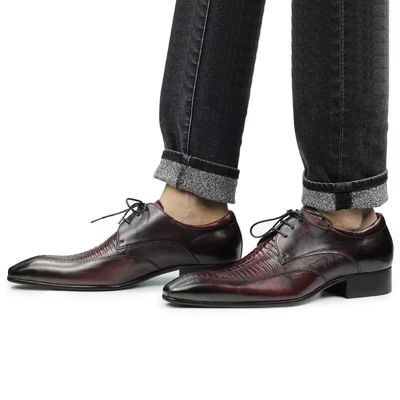 Férfi Hivatalos Cipők Elegáns Krokodilbőr Luxus Brogue Oxford - Piros