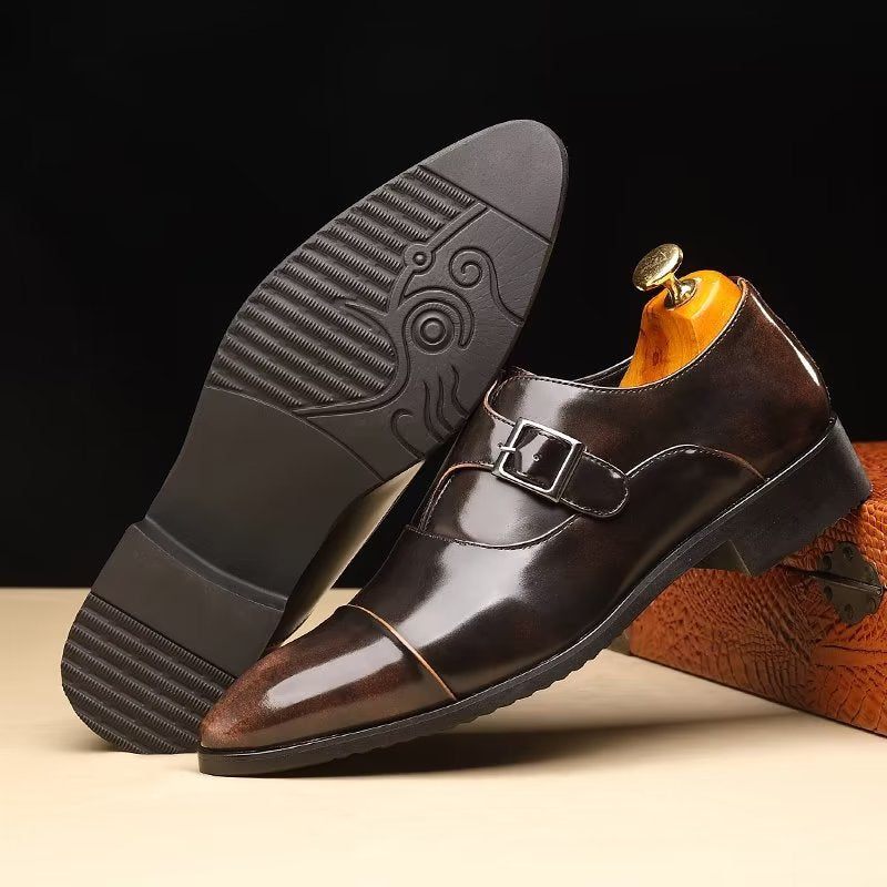 Férfi Hivatalos Cipők Kifinomult Elegancia Hegyes Orrú Monkstrap Ruhacipő - Kávé