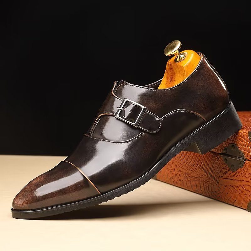 Férfi Hivatalos Cipők Kifinomult Elegancia Hegyes Orrú Monkstrap Ruhacipő - Kávé