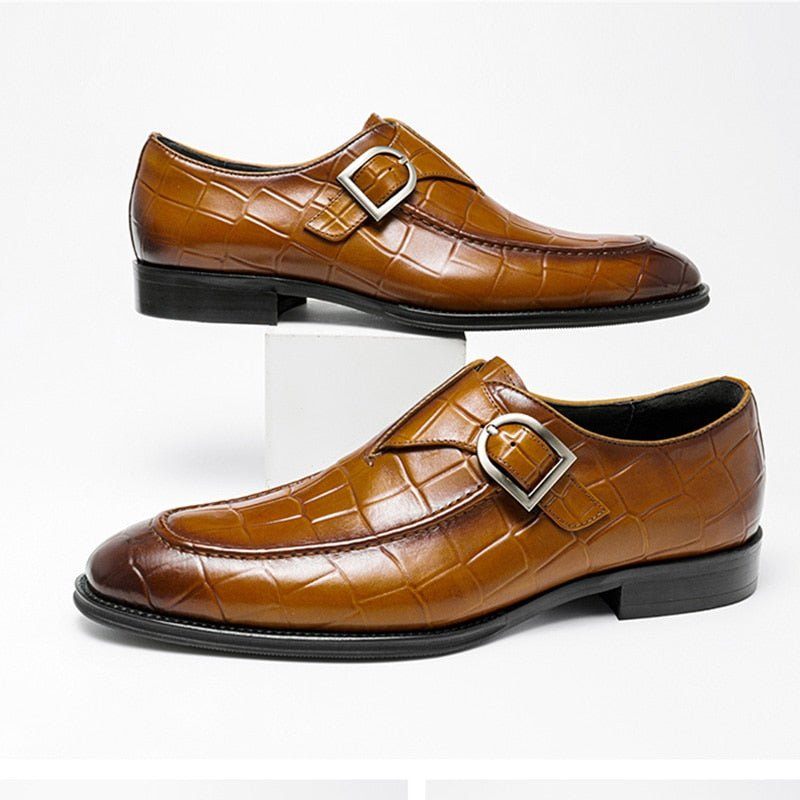 Férfi Hivatalos Cipők Krokodilbőr Elegance Slip-on Hegyes Orrú Ruhacipők - Kávé