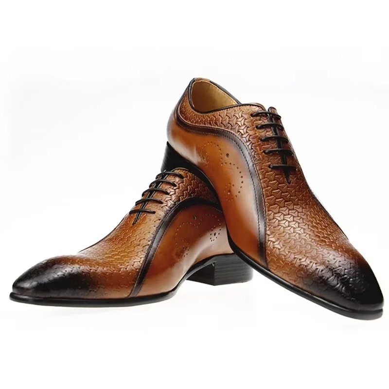 Férfi Hivatalos Cipők Pazar Bőr Brogue Wedding Oxfords - Barna