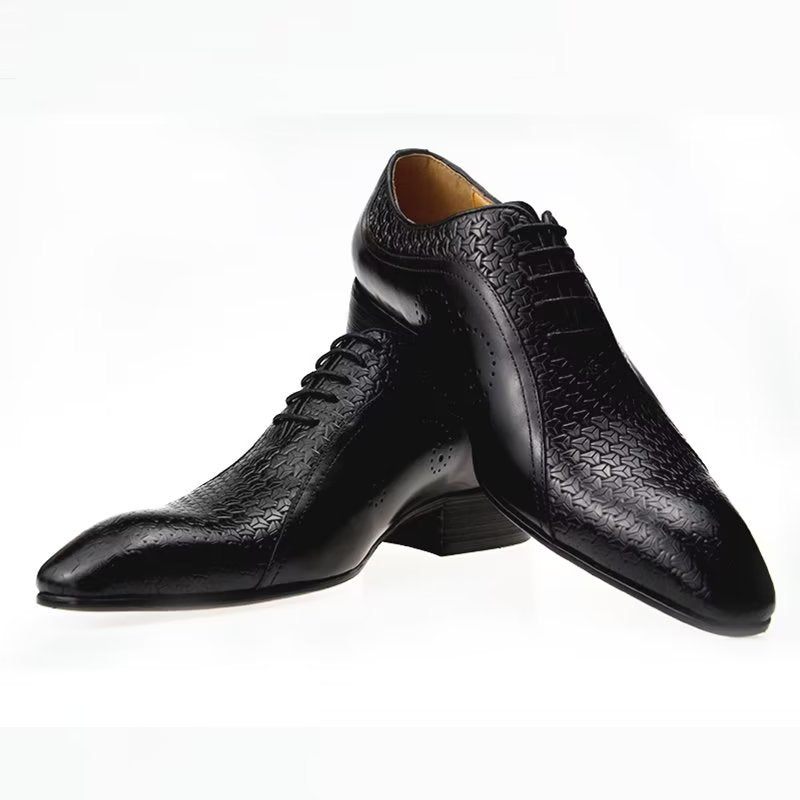 Férfi Hivatalos Cipők Pazar Bőr Brogue Wedding Oxfords - Fekete