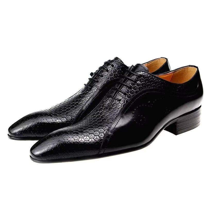 Férfi Hivatalos Cipők Pazar Bőr Brogue Wedding Oxfords - Fekete