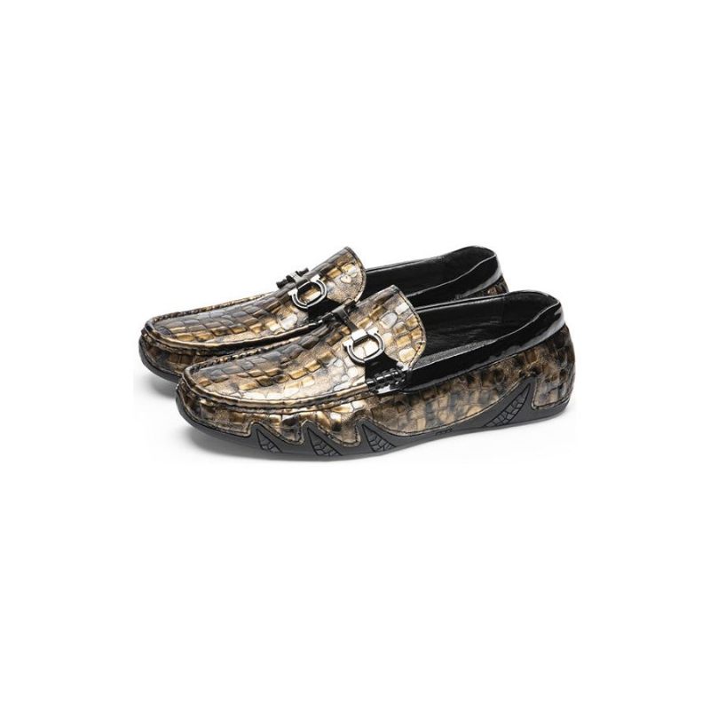 Férfi Naplopók Alligator Slip-on Loafers - Arany