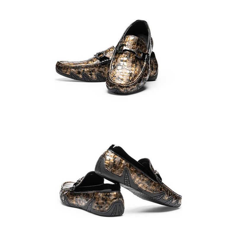 Férfi Naplopók Alligator Slip-on Loafers - Arany