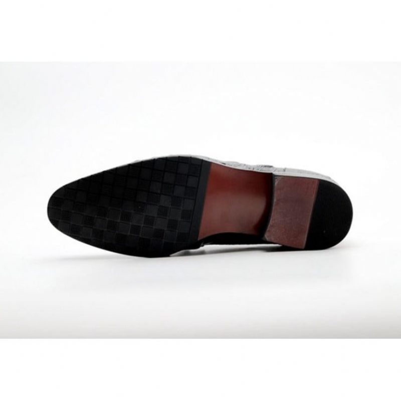 Férfi Naplopók Alligator Texture Slip-on Hegyes Orrú - Kávé