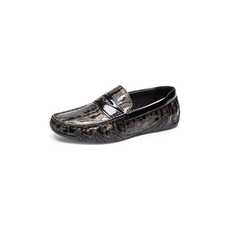 Férfi Naplopók Croc Pattern Elegáns Slip On Loafers - Kávé