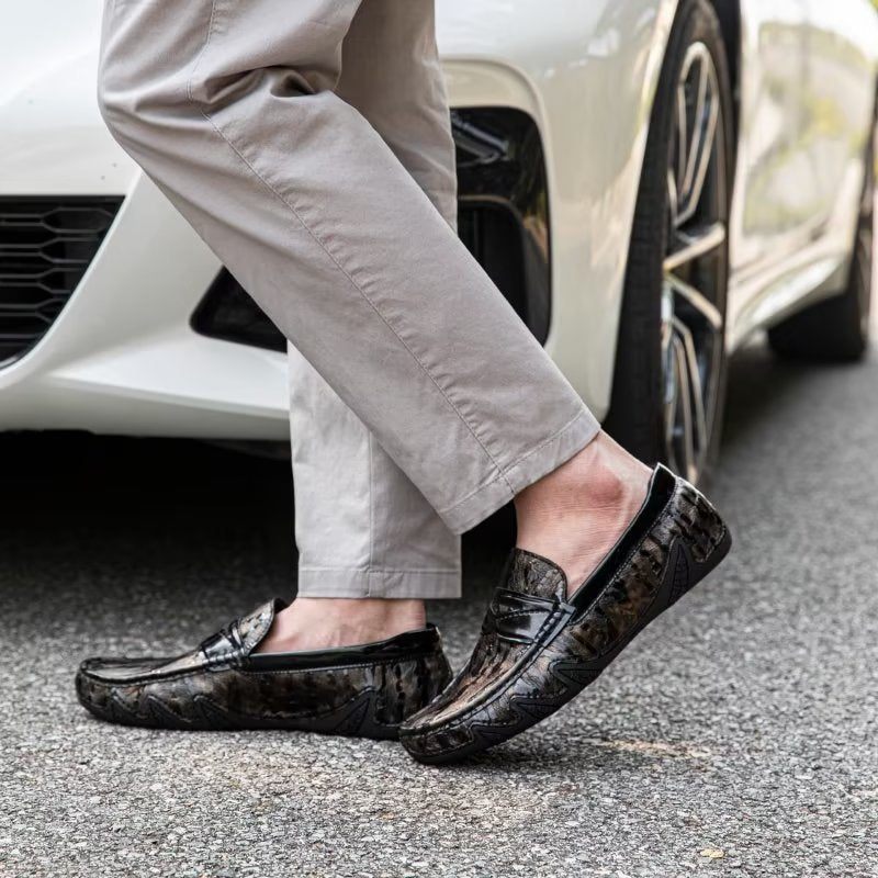 Férfi Naplopók Croc Pattern Elegáns Slip On Loafers - Kávé