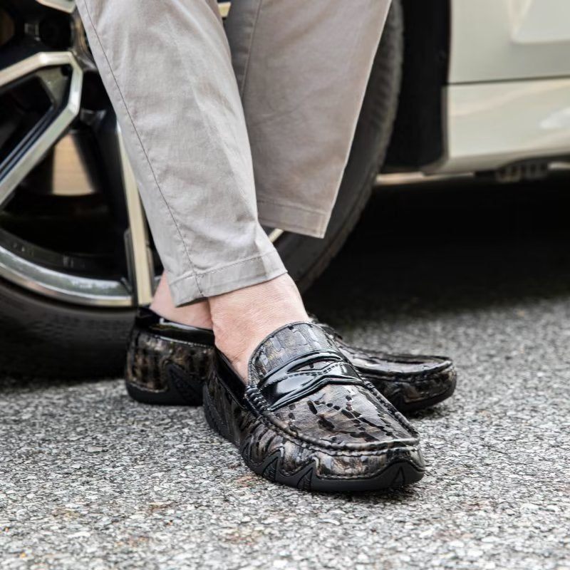 Férfi Naplopók Croc Pattern Elegáns Slip On Loafers - Kávé